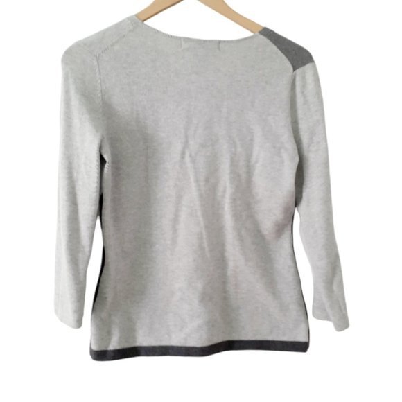 Geoffrey Beene Sport Black Gray Colorblock V-Neck 100% Cotton Women’s Sweater S - Picture 5 of 13